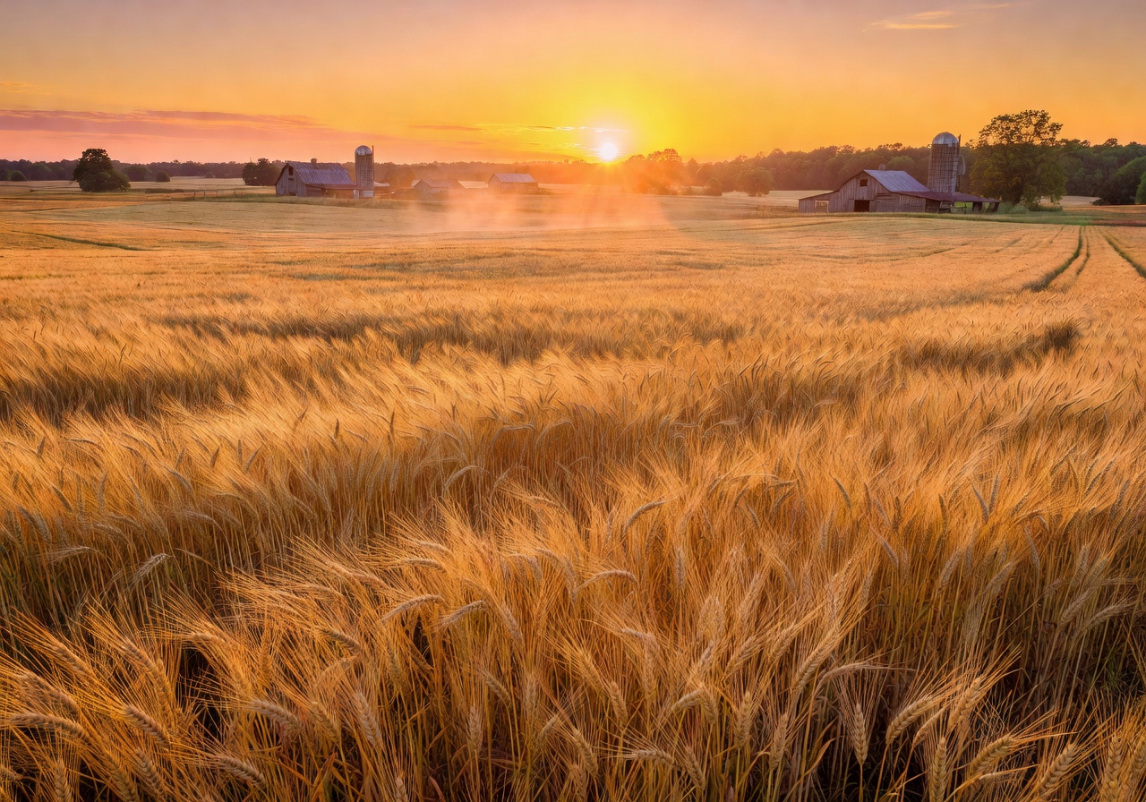 Cinematic Golden Hour Farm Field